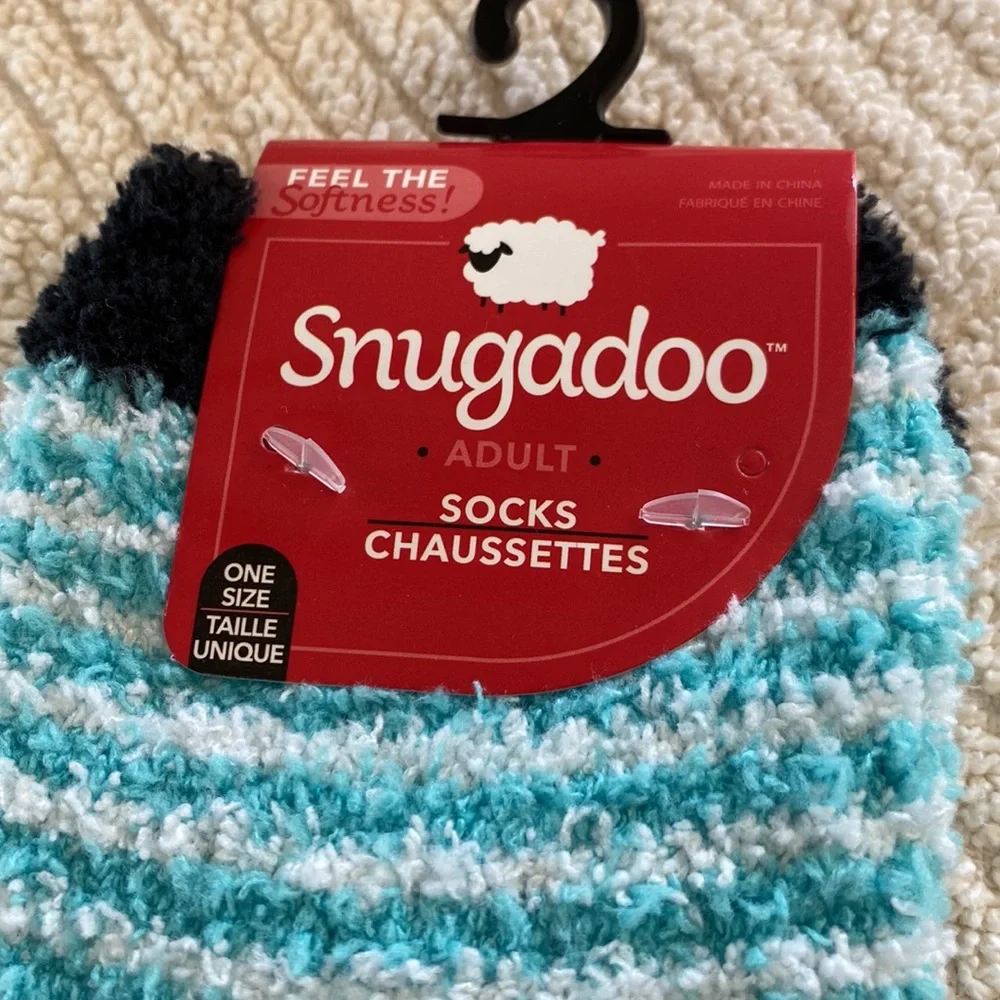 Snugadoo Blue White Fuzzy Panda Bear Socks Bonus Purple Koala Bear One Size
